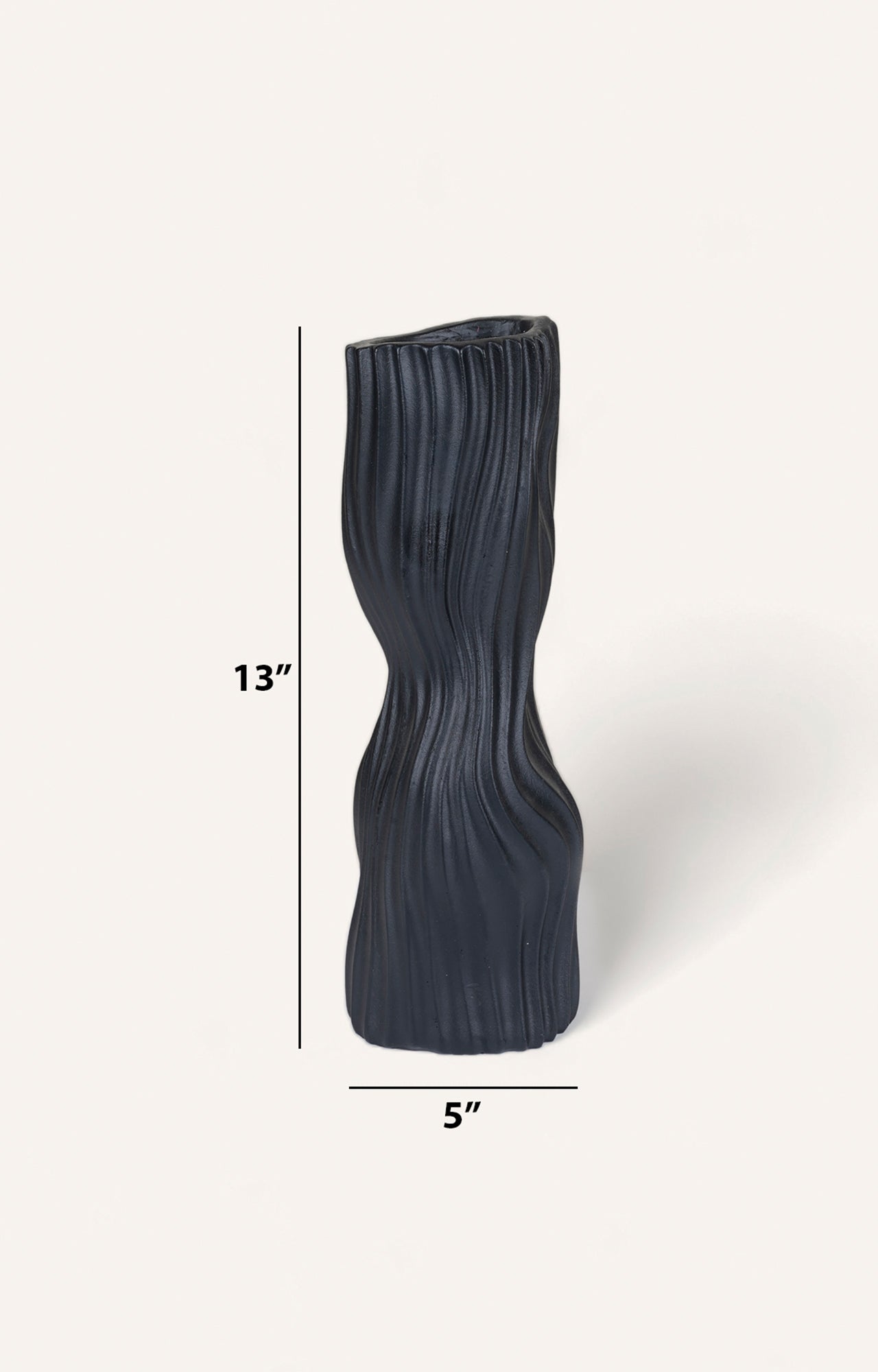 Wavy Black Resin Vase