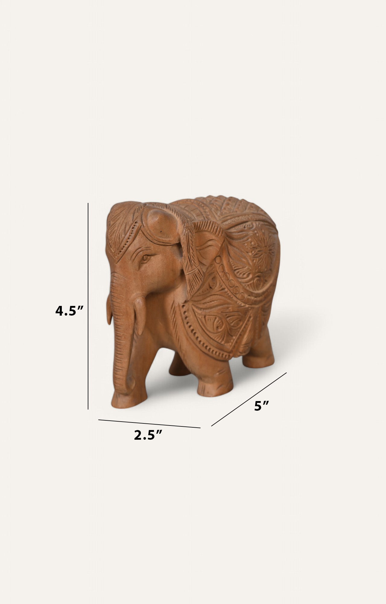 Hand-Carved Wooden Elephant Statue