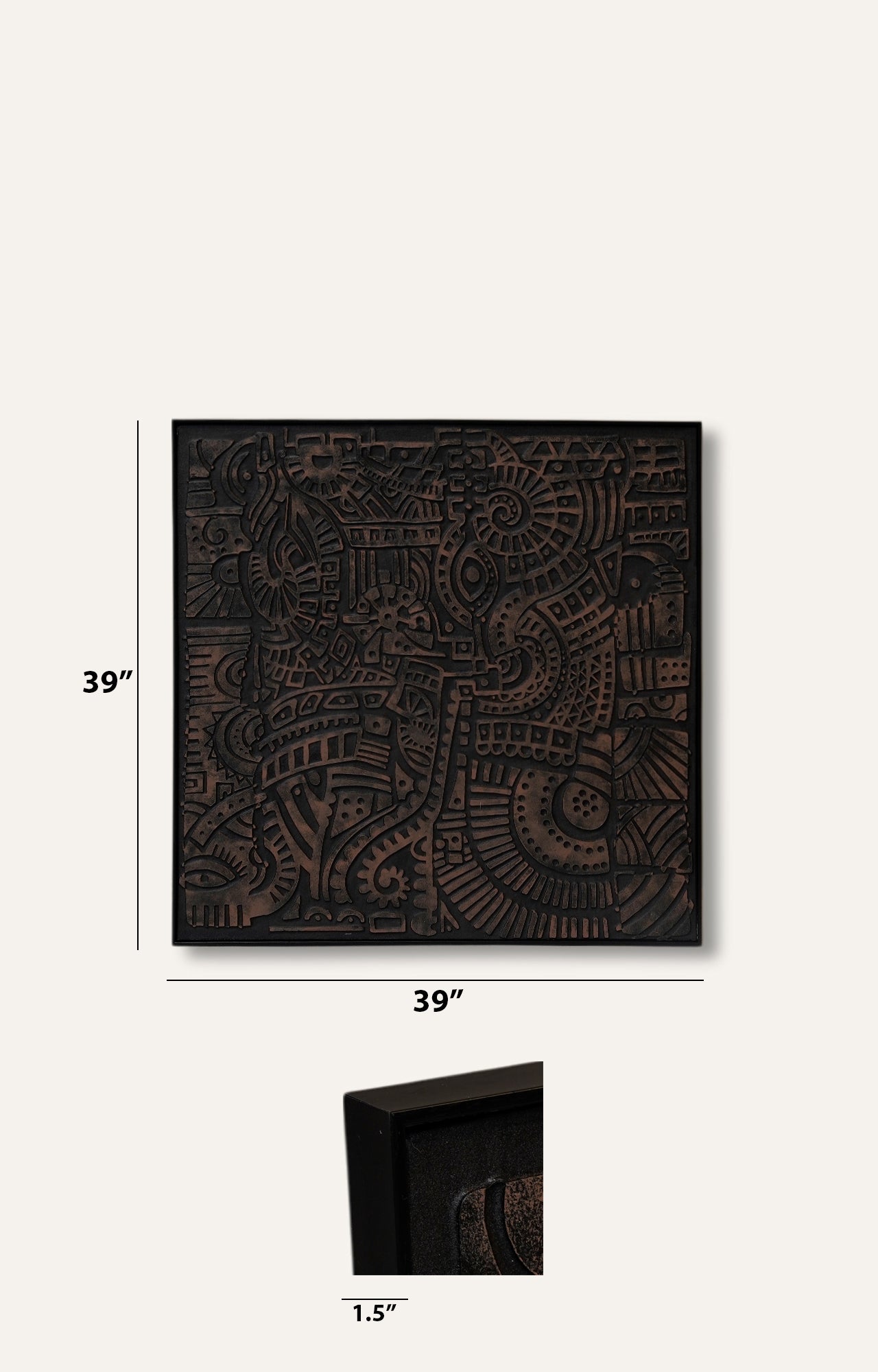 Black Abstract 3D Art Relief on Canvas