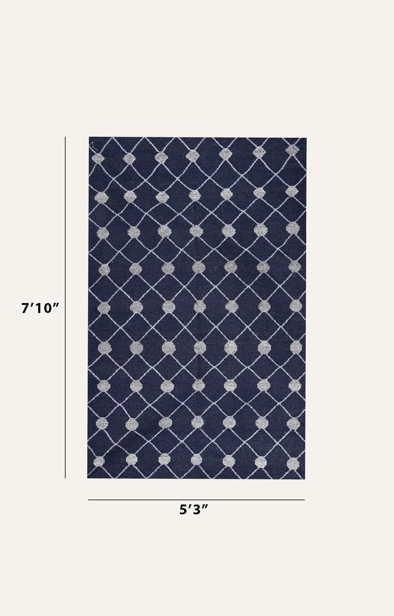 Blue And White Wavy Pattern  Rug