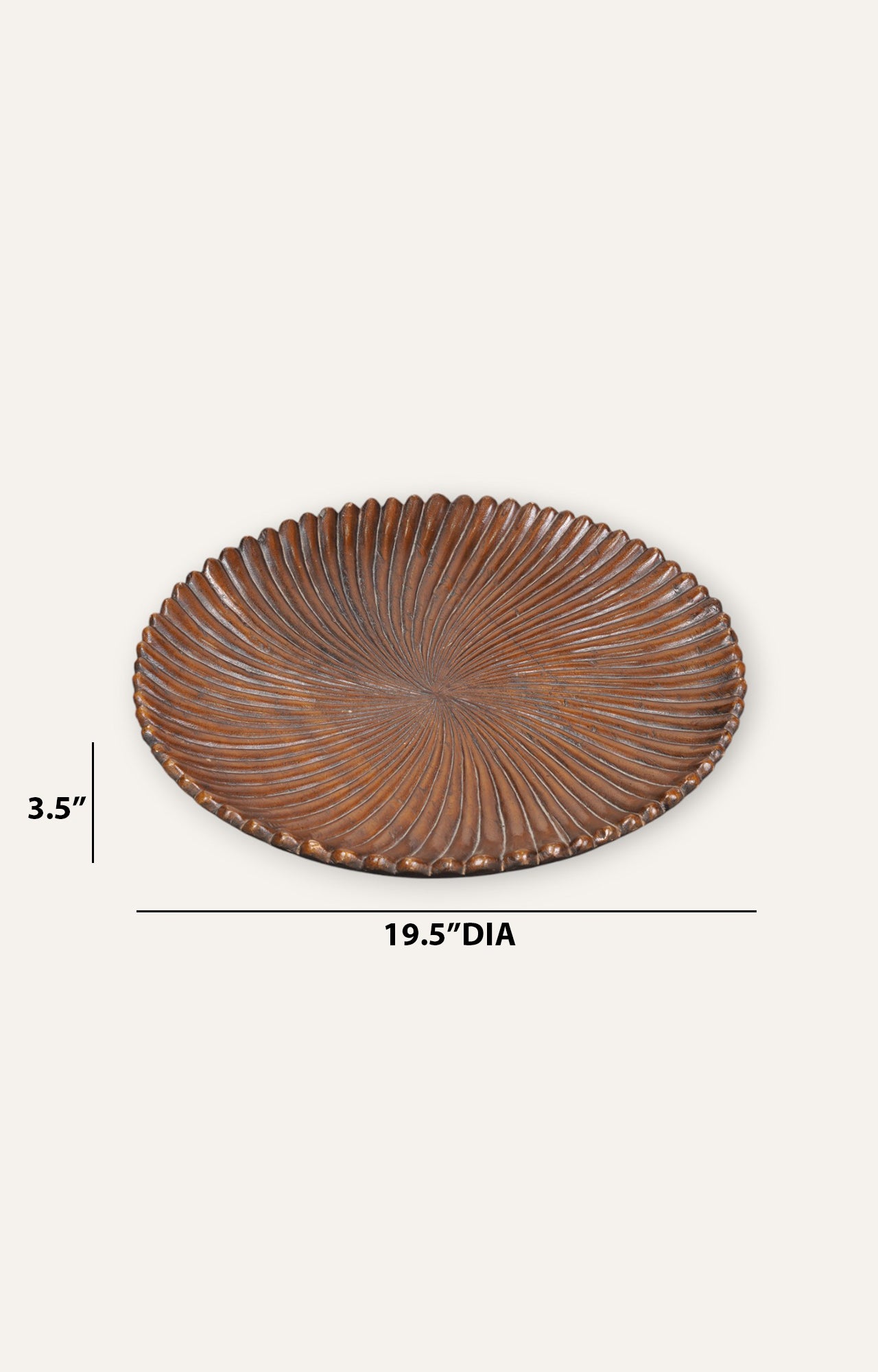 Fluted Hand carved Wood Tray