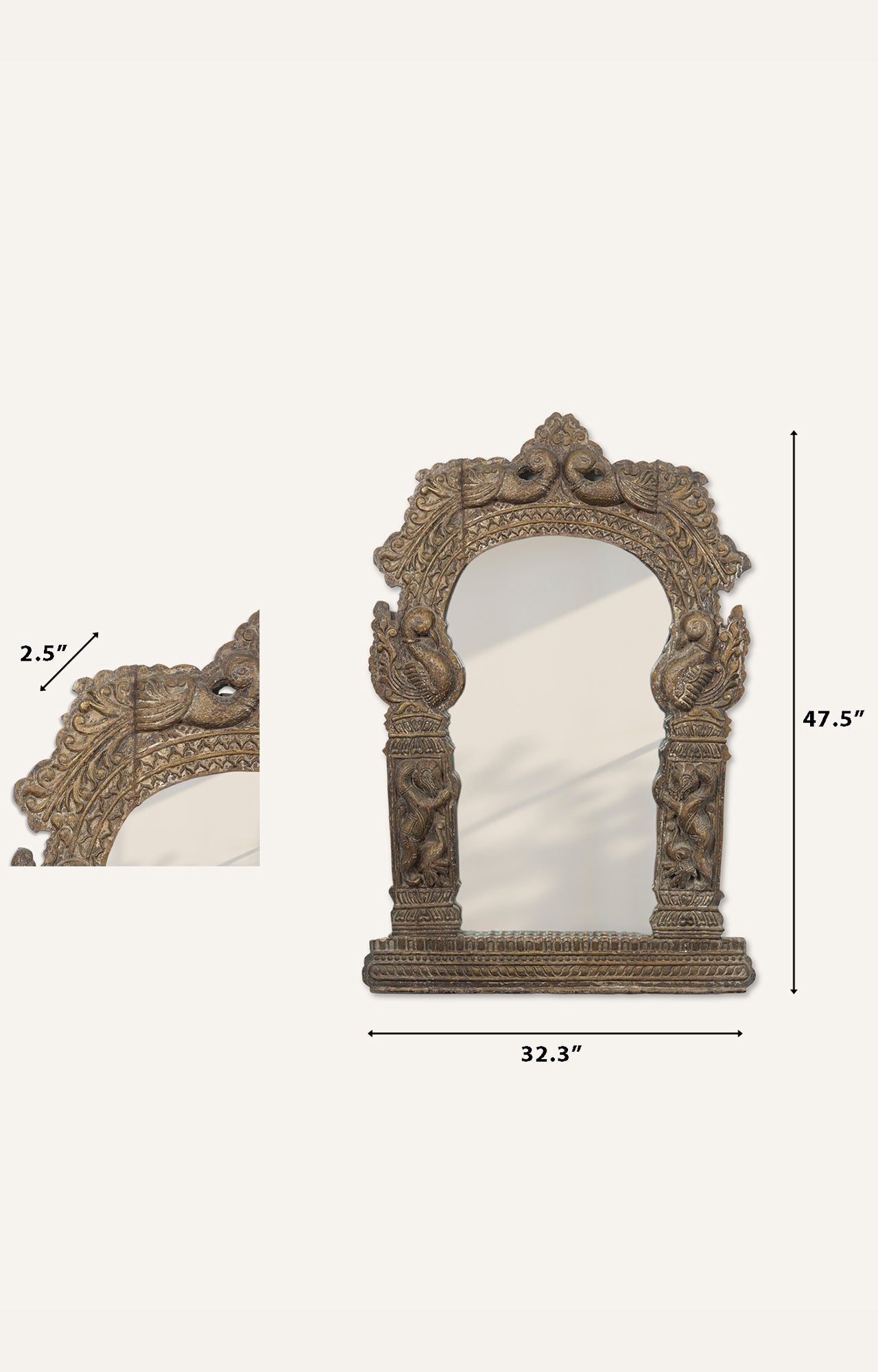 Brass Hand Carved Mirror