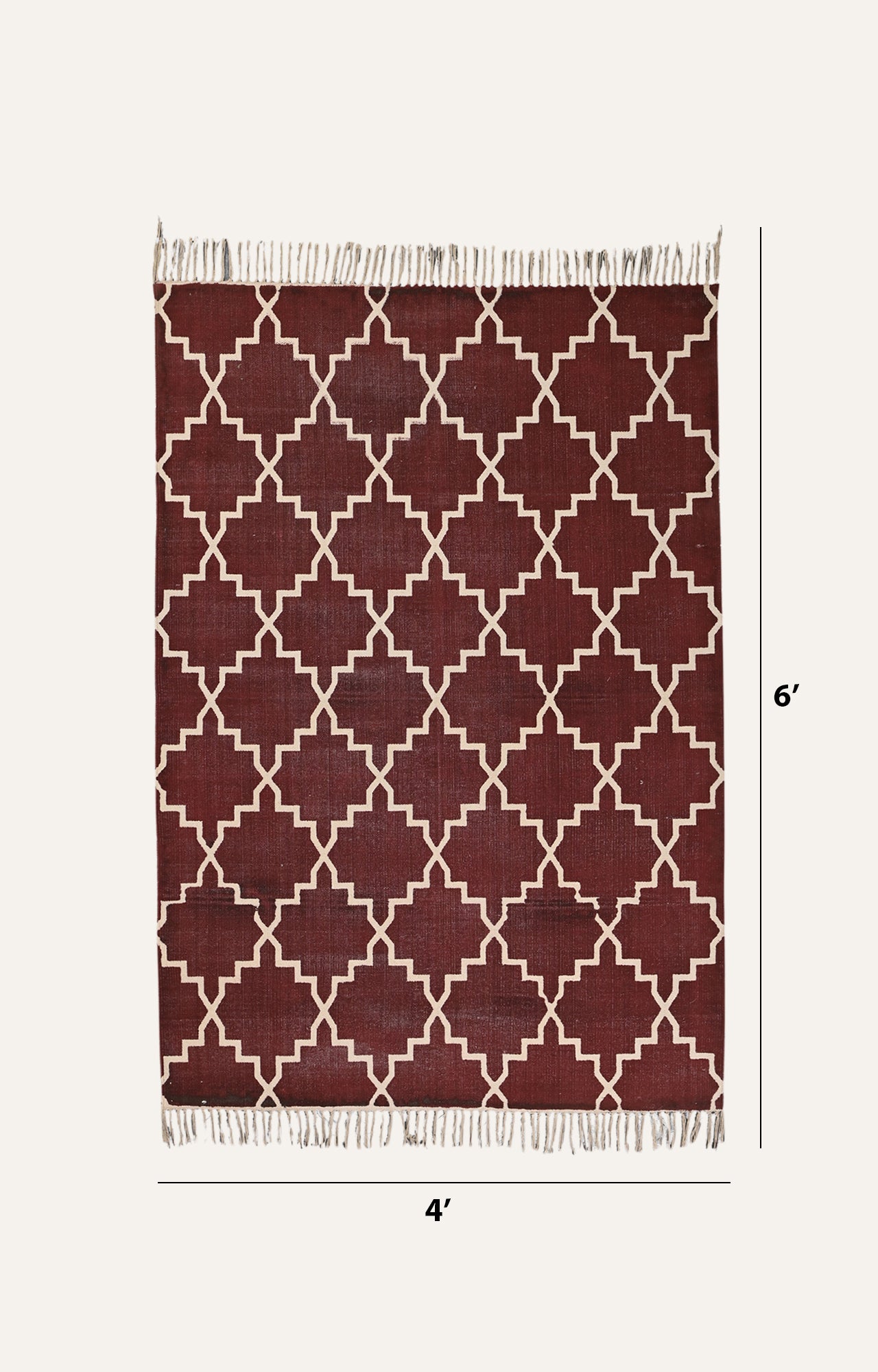 Maroon Trellis Cotton Rug