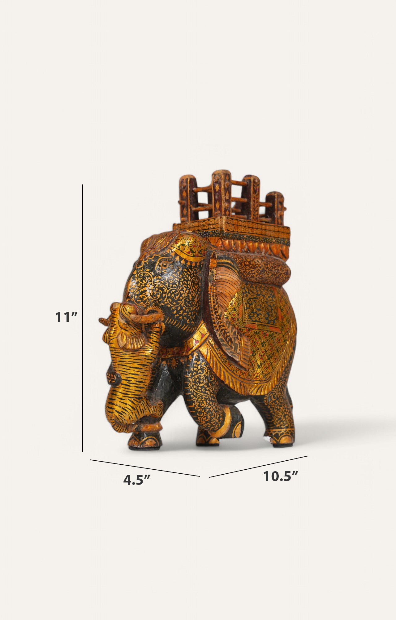 Hand-painted Carved Elephant Statue
