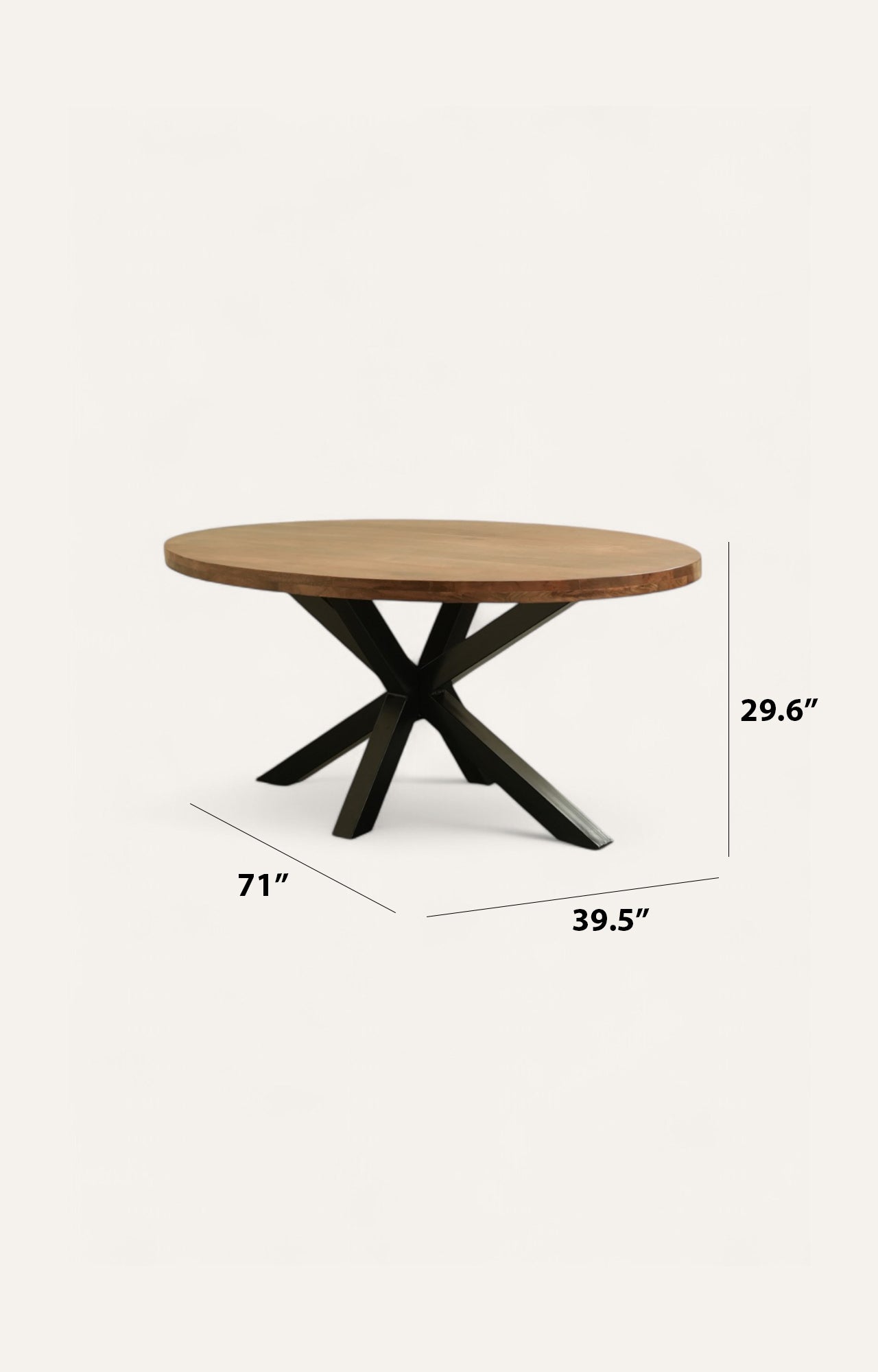 Walnut Finish Dining Table with Cross Iron Base