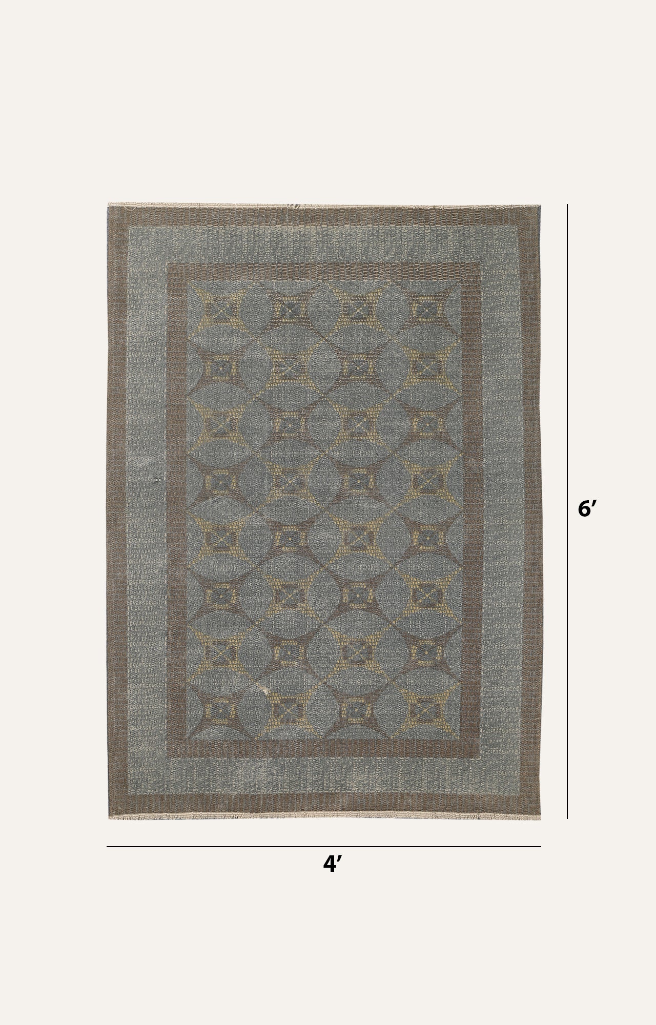Grey & Ochre Medallion Cotton Rug