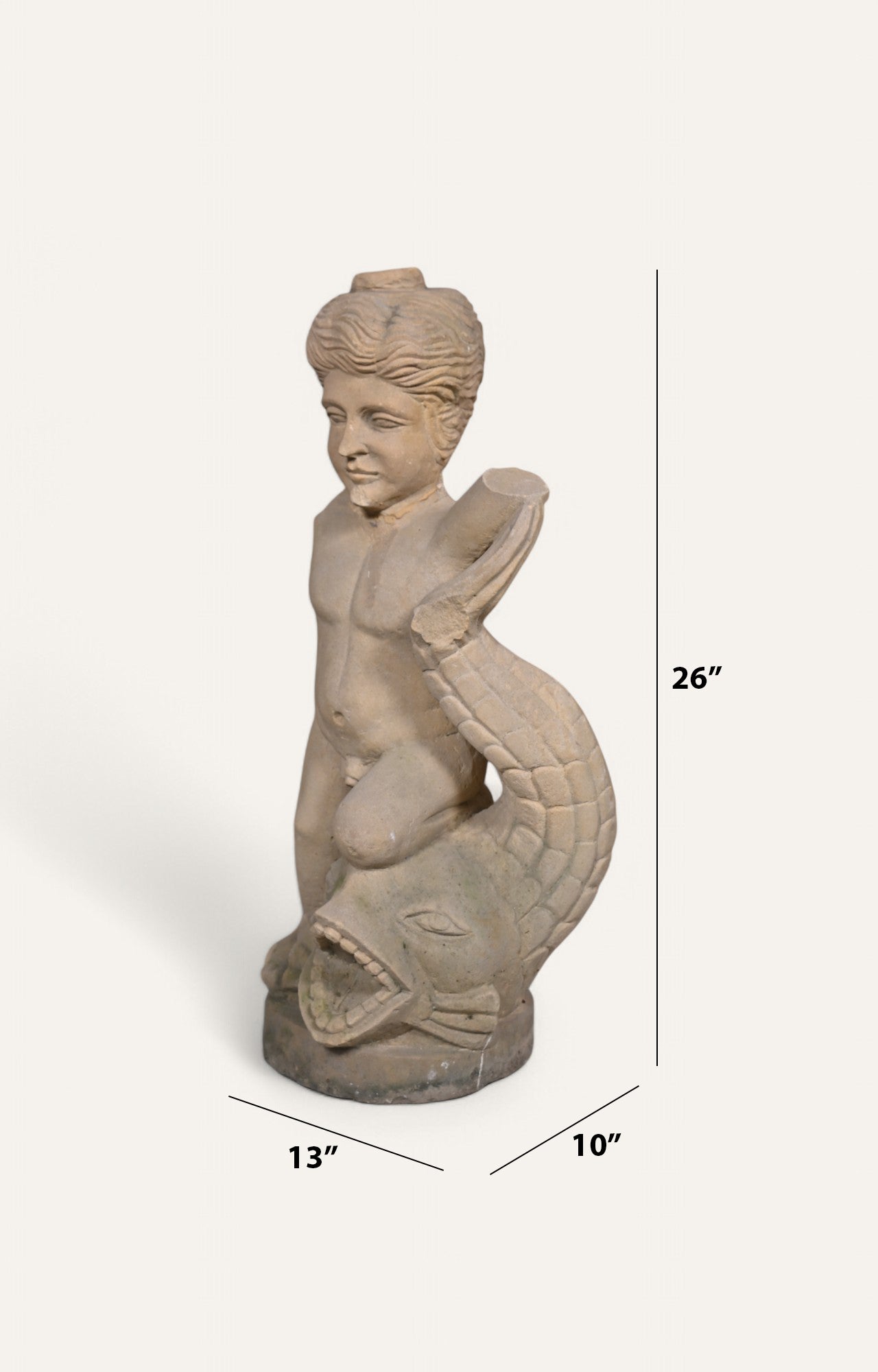 Man with Fish Stone Sculpture