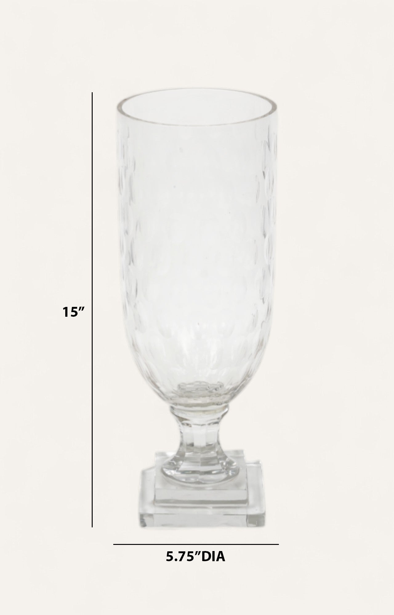 Hammered-Textured Hurricane Glass Candle Stand