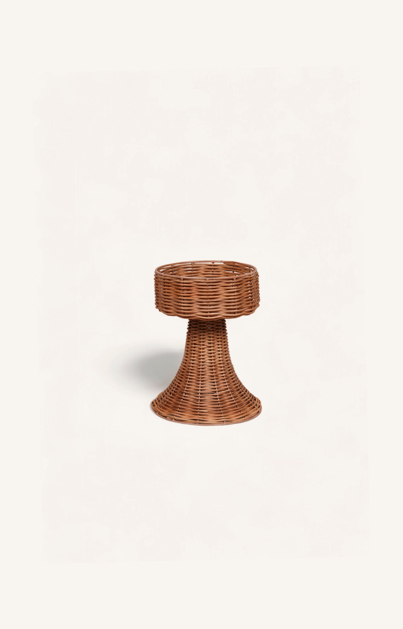 Cane Weave Candle Stand Small