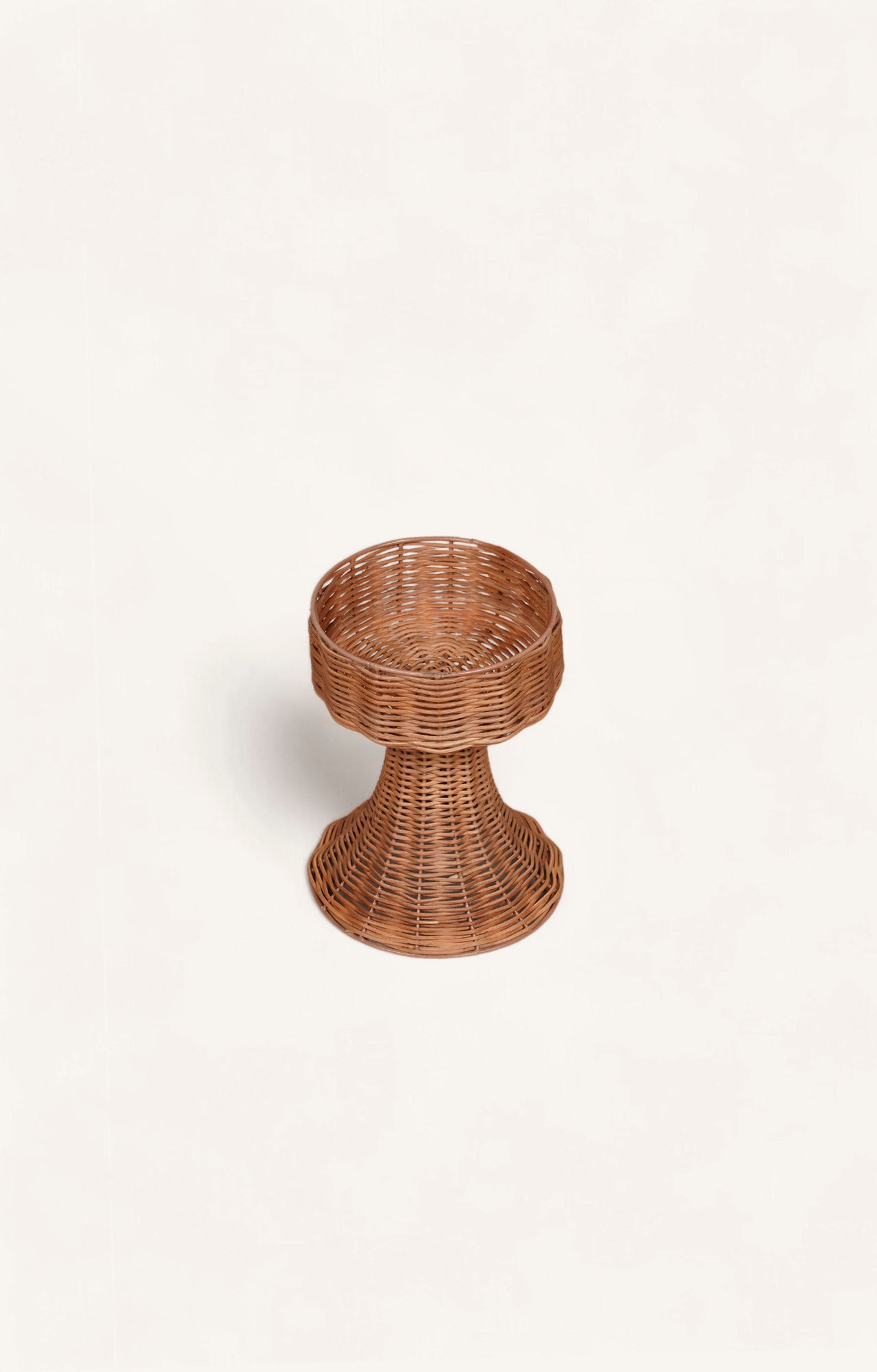 Cane Weave Candle Stand Small