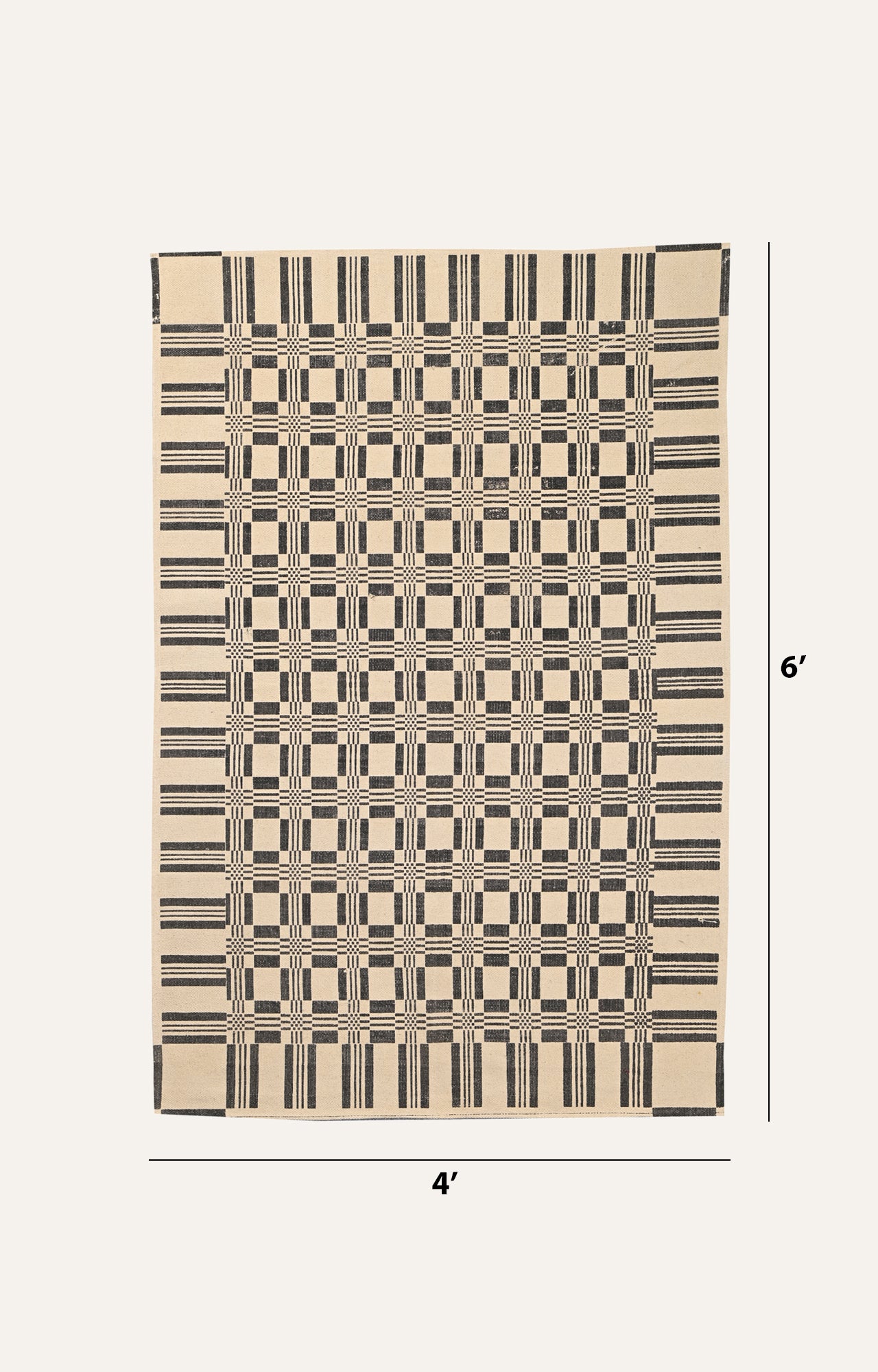 Gridded Weave-Inspired Cotton Rug