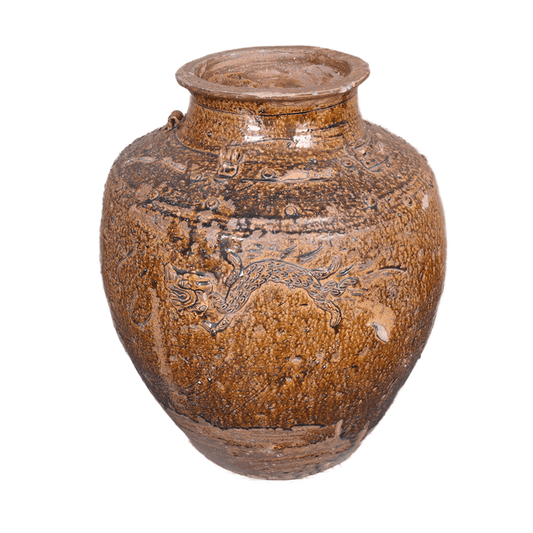 Vintage Chinese Dragon Glazed Vase