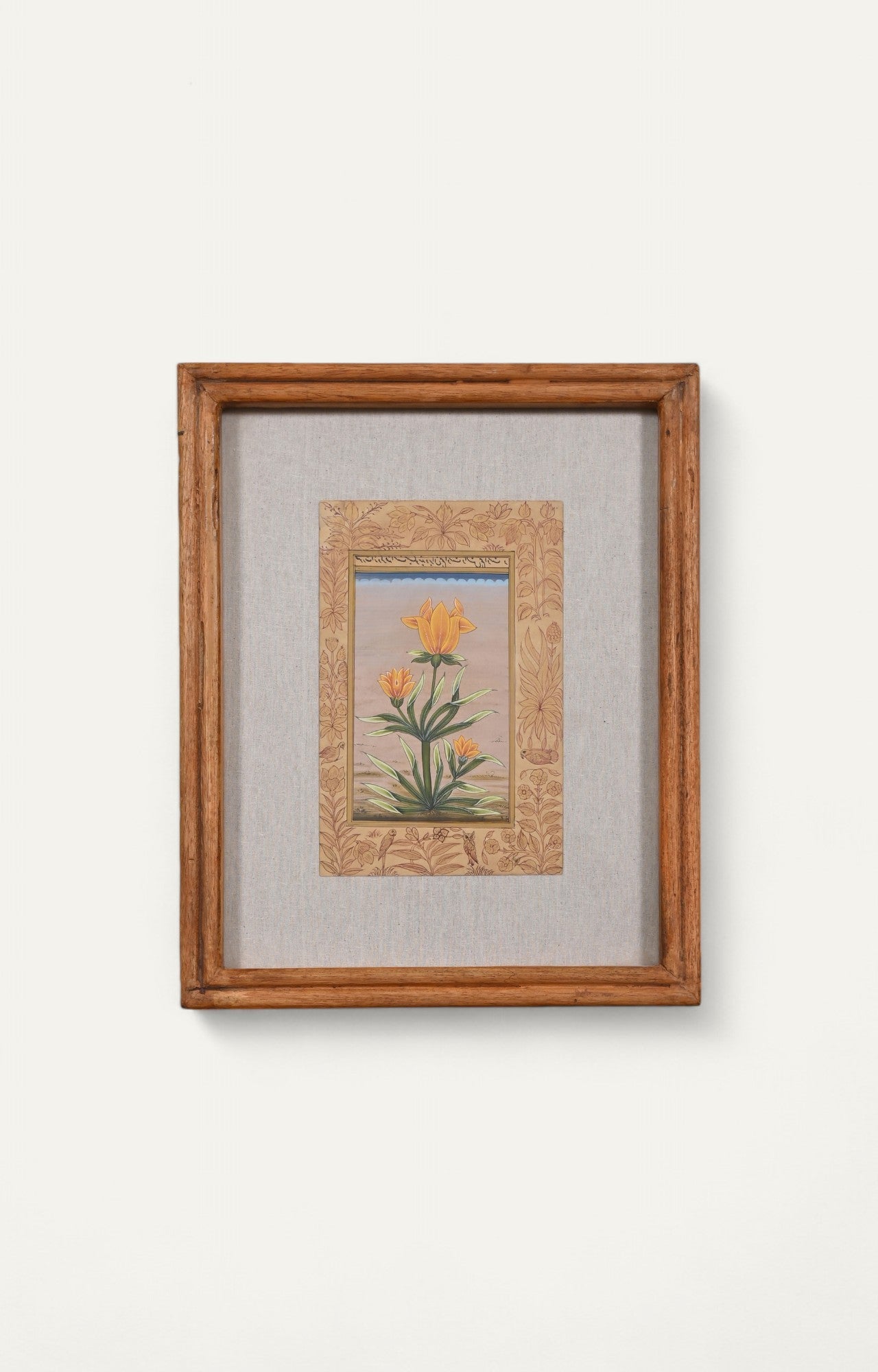 Vintage Mughal Floral Miniature Painting