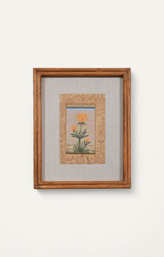 Vintage Mughal Floral Miniature Painting