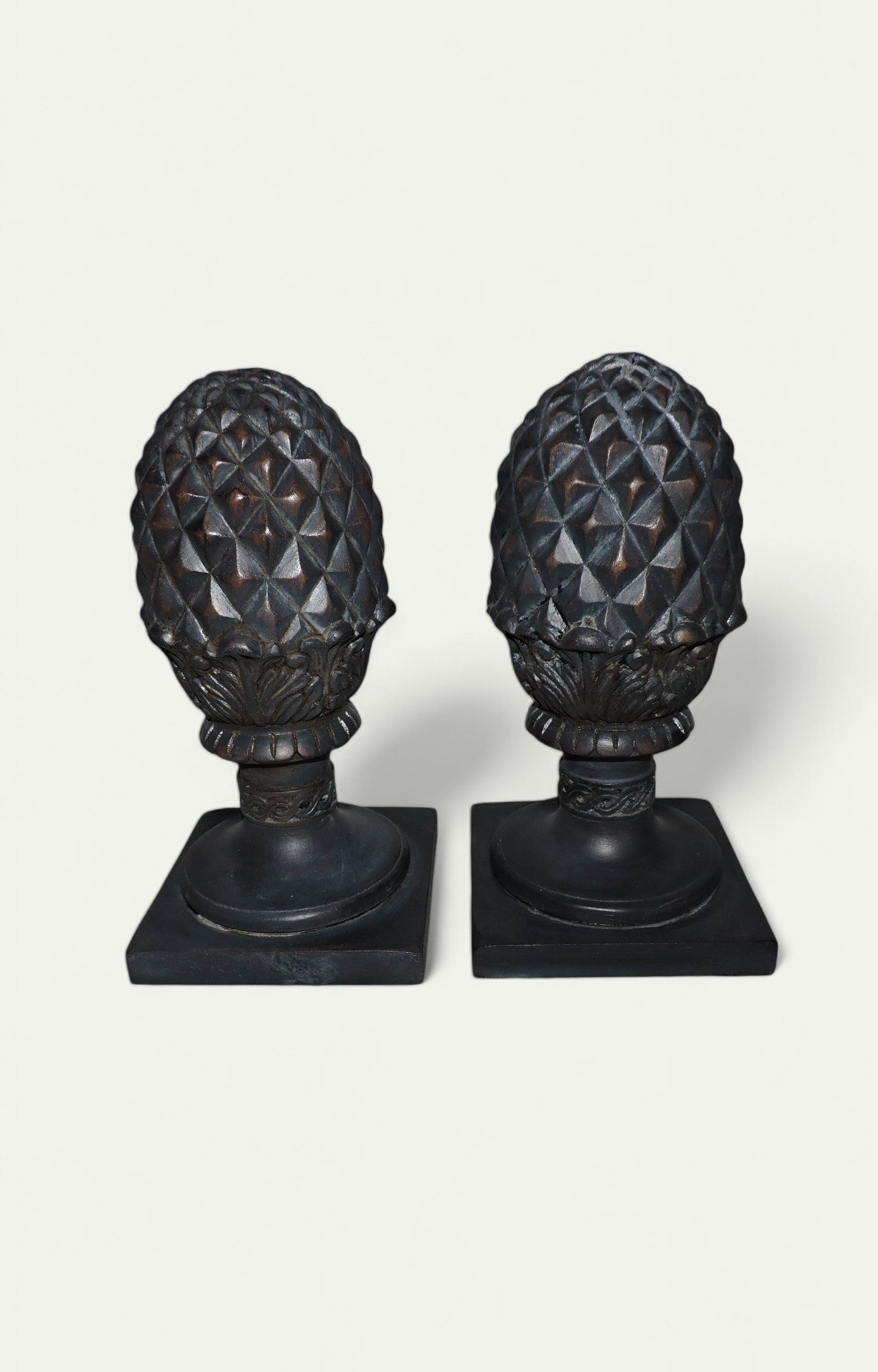 Wooden Pineapple Statue Set Of 2