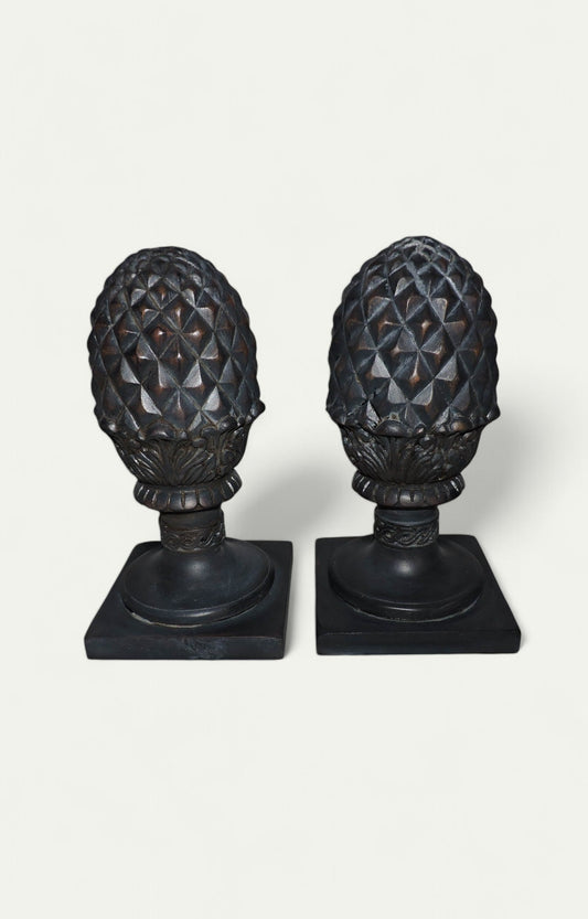 Wooden Pineapple Statue Set Of 2