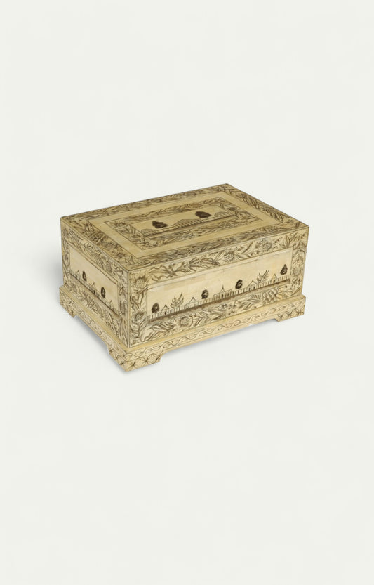 Bone inlaid wooden box