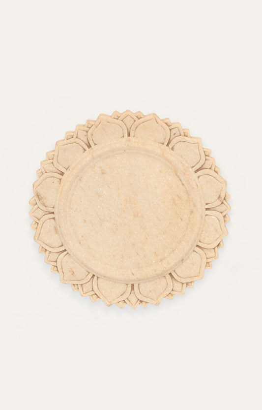 Hand Carved Marble Flower Tray
