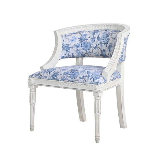 French Style blue Upholstered Arm Chair