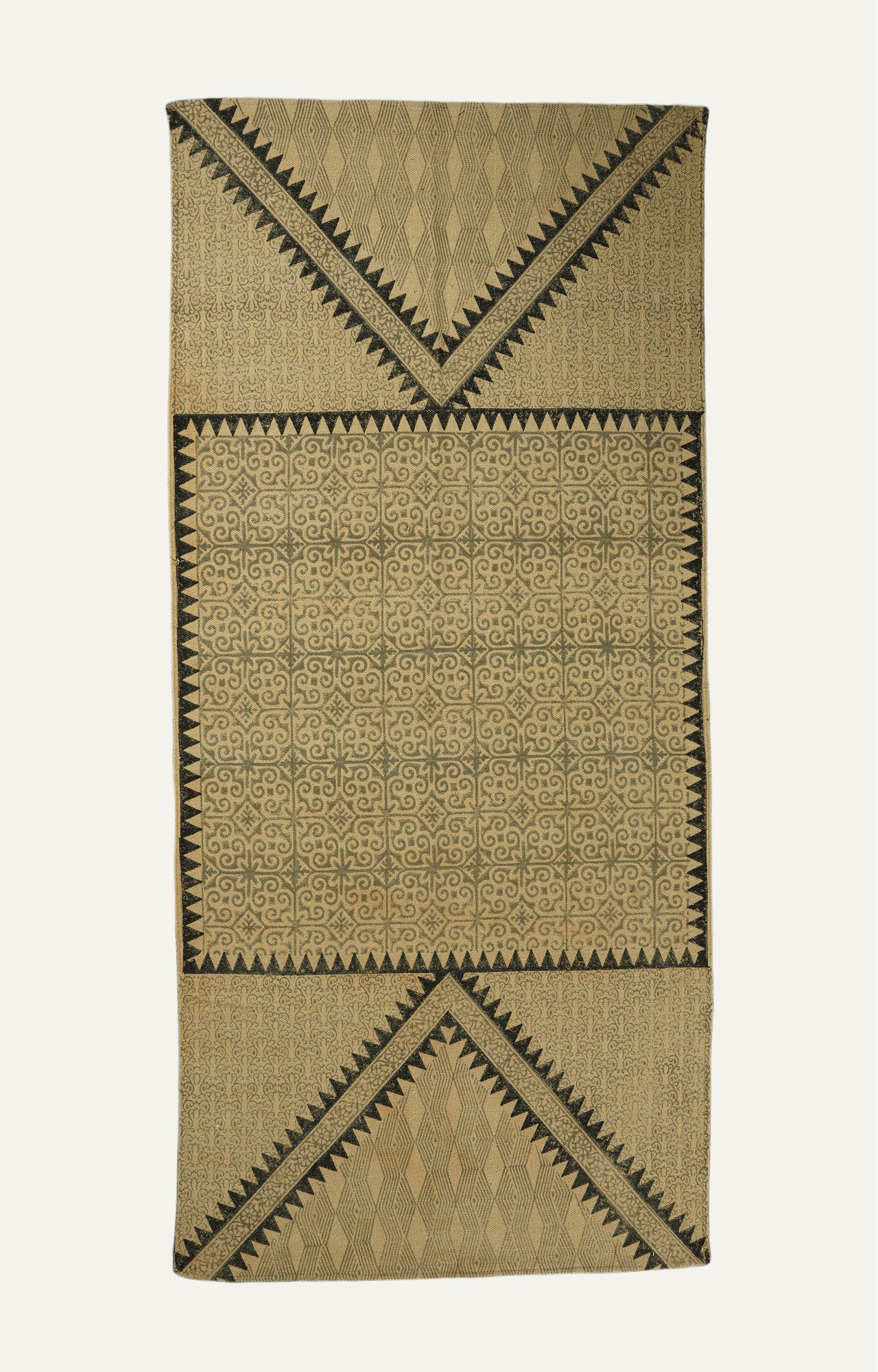 Printed Tribal Dhurie with Fringes - Cotton & Jute