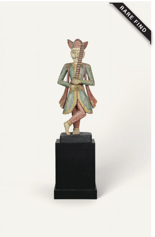 Handcrafted Vintage Wooden Dwarpal Statue