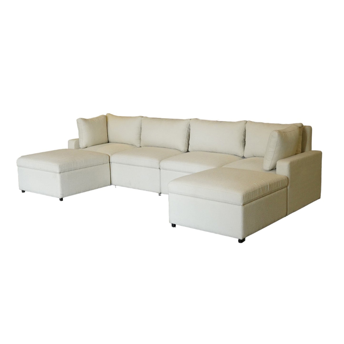 White 6 piece U-Shaped Sectional Sofa