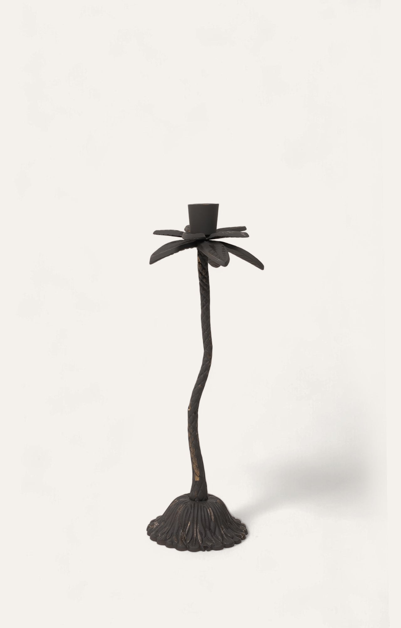 Brass Palm Tree Bronze Candle Stand - Long