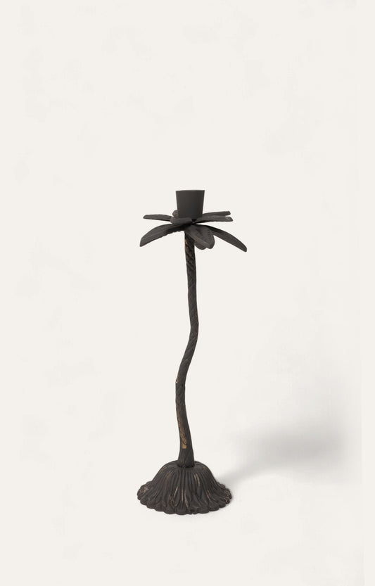 Brass Palm Tree Bronze Candle Stand - Long