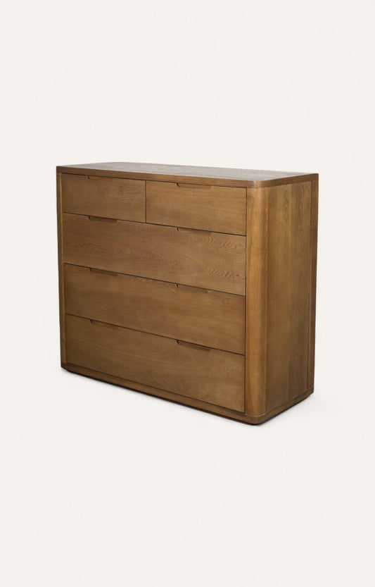 Oak Wood Modern 3+2 Drawer Chest