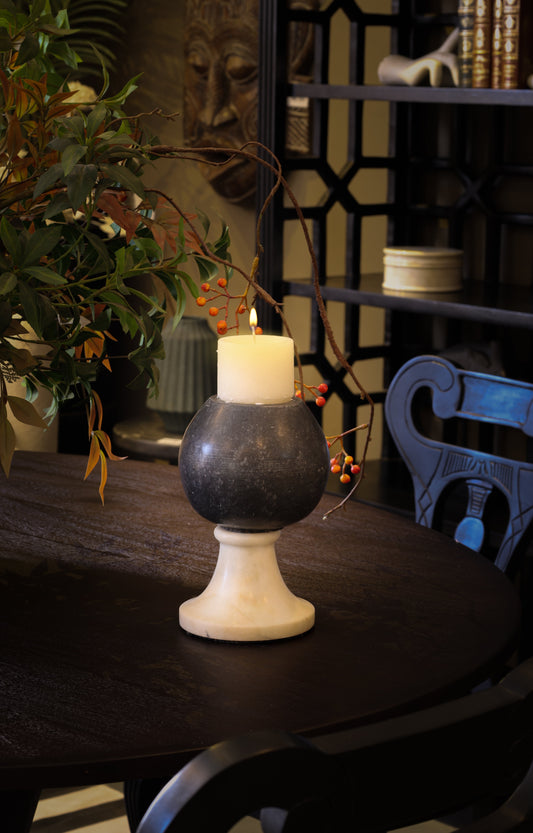 Black & White Marble Candle Stand