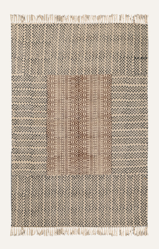 Tribal Panels Block-Printed Cotton Rug