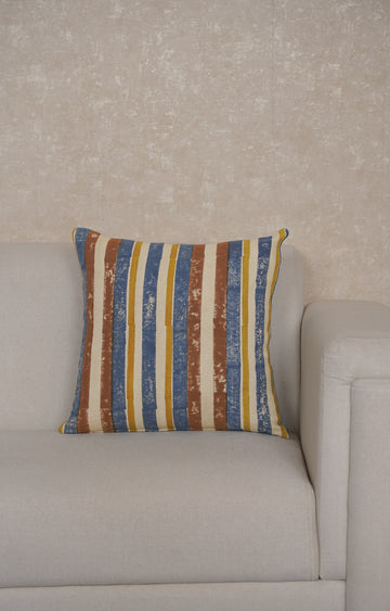 Earth-Tone Stripe Kantha Cushion Cover