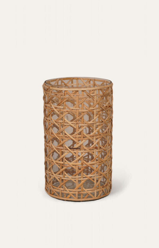Glass Cane Weave Candle Holder Big
