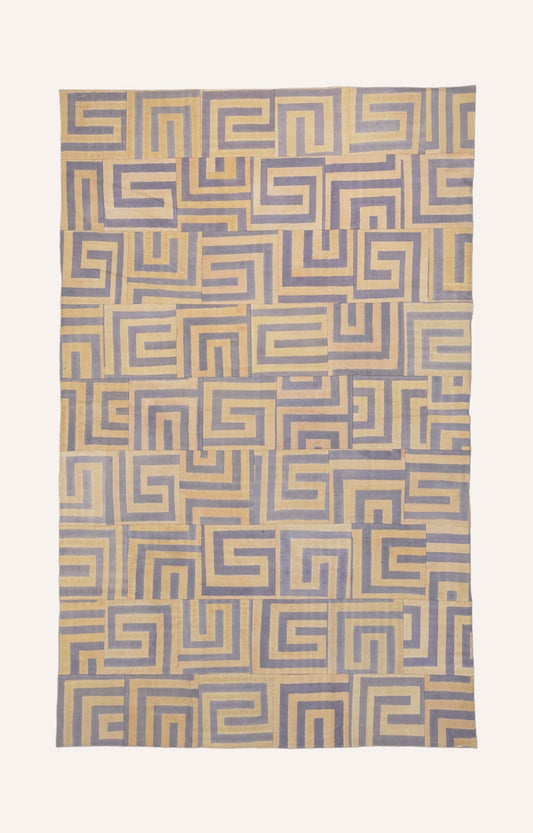 6.2 x 9.9 Ft Flowing Muted Yellow & Grey Patchwork Cotton Rug