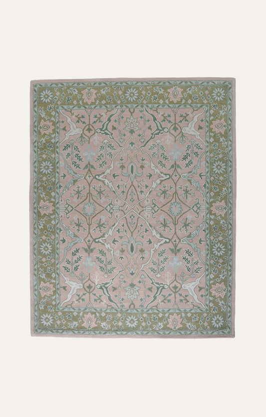 Hand Tufted Peach Pink and Ivory Modern Colorful Oushak Rug