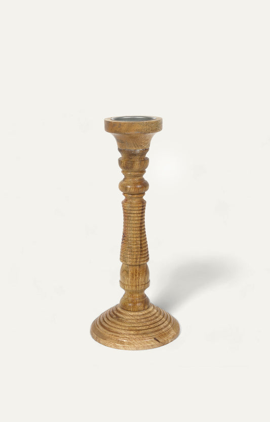 Brown Textured Wooden candel stand