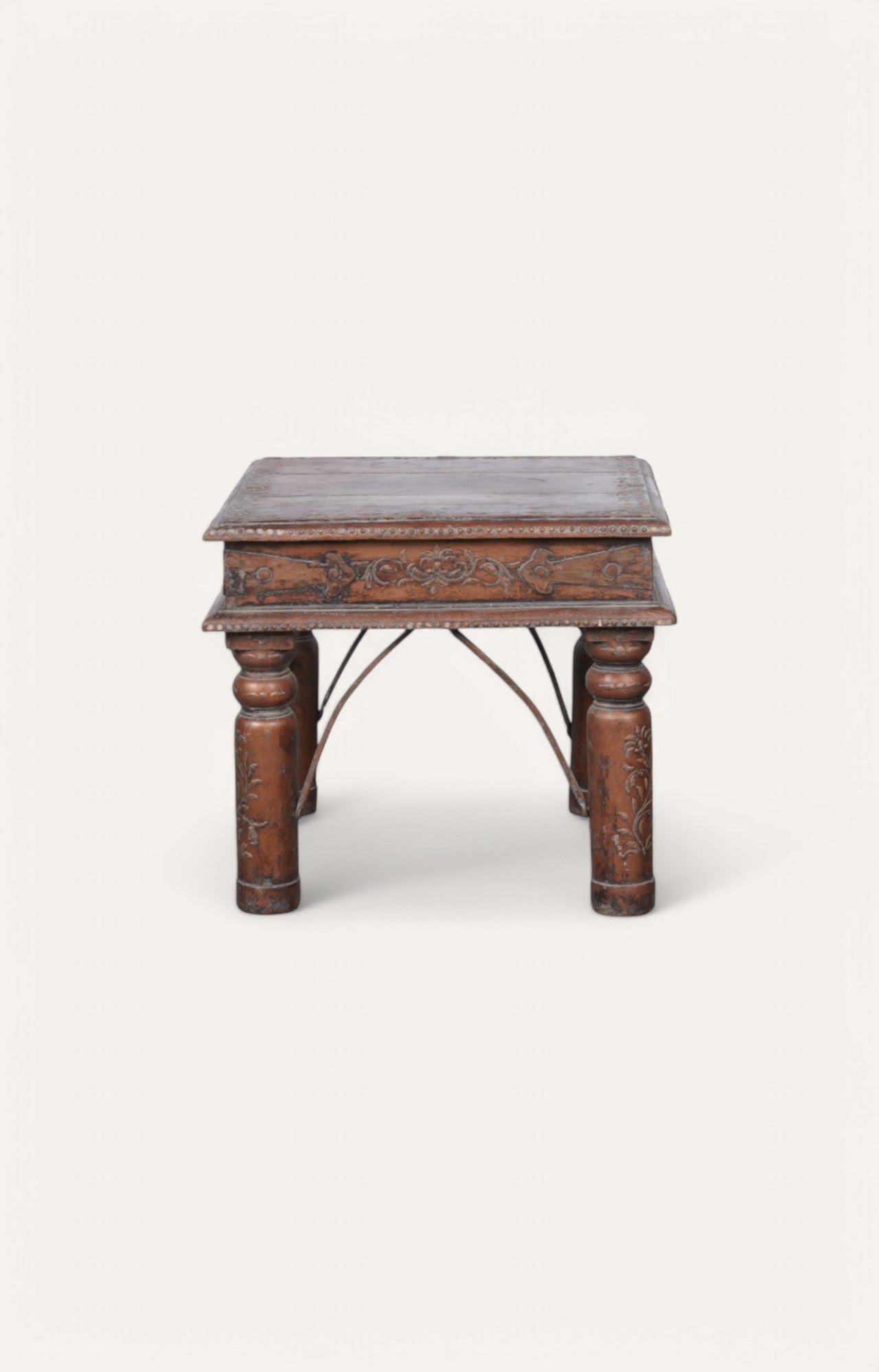 Floral Traditional Wooden Side Table