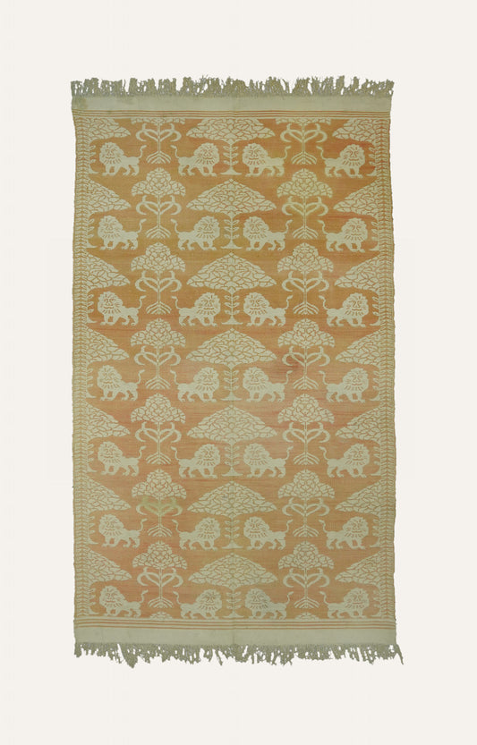 Handwoven Cotton Rug with Animal Motifs