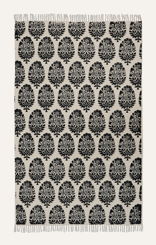 Mughal Butta Block-Printed Cotton Rug