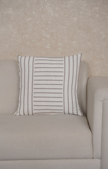 Taupe Panel Stitch Cotton Cushion Cover