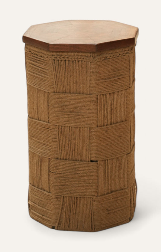 Modern Octagon Side Table Covered with Jute Rope