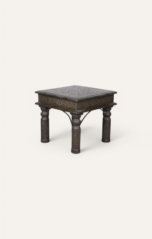 Traditional Side Table with Brass Cladded