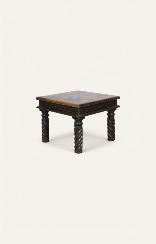 Traditional Side Table with Parquet Top