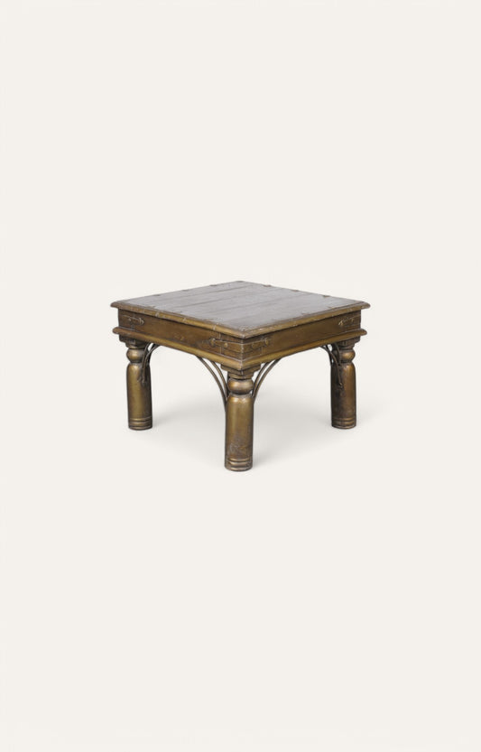 Gold Wood and Brass Side Table