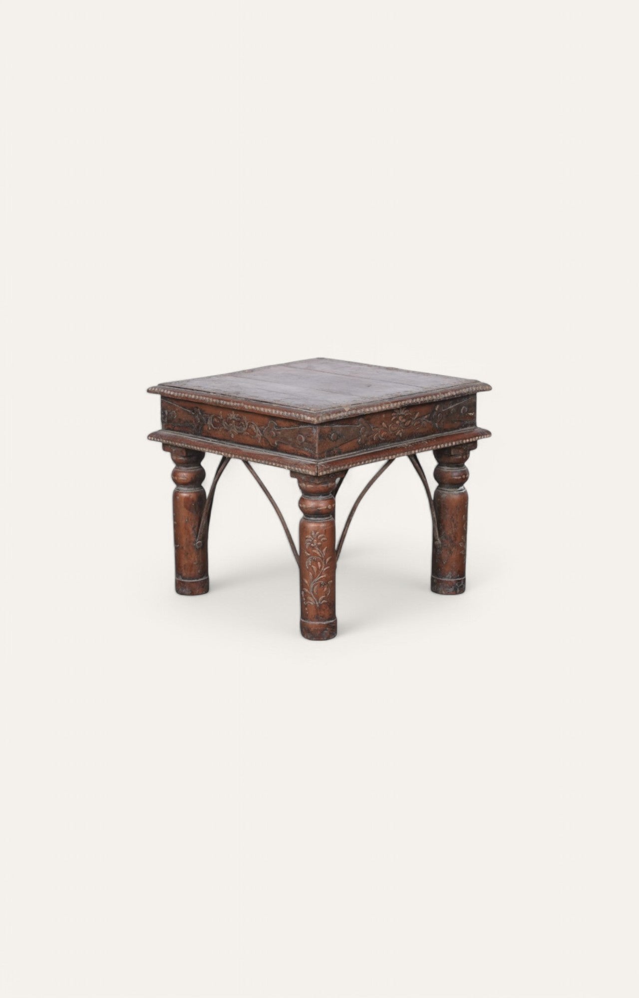 Floral Traditional Wooden Side Table