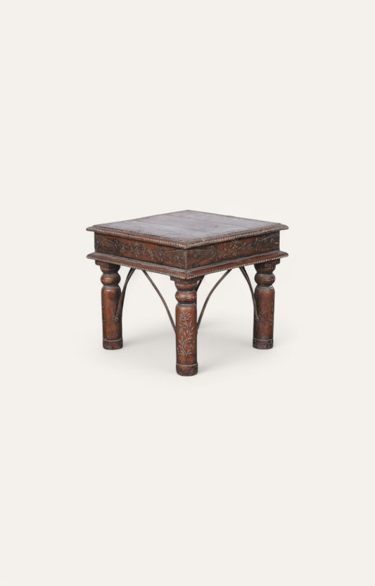 Floral Traditional Wooden Side Table
