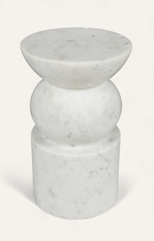 Sculptural White Marble Accent Table