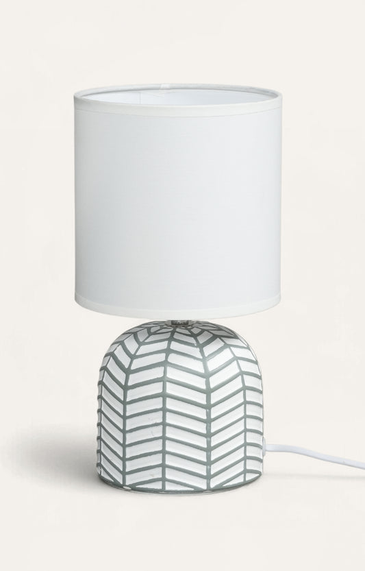Modern Geometric Ceramic Table Lamp with White Shade