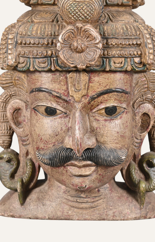 Hand-Carved Wooden Wall Mask