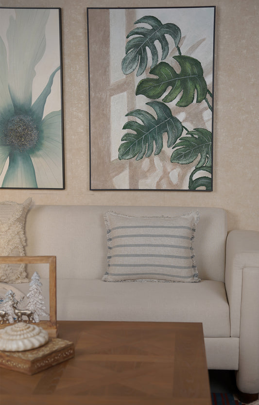 Indigo Wave Linen Cushion Cover